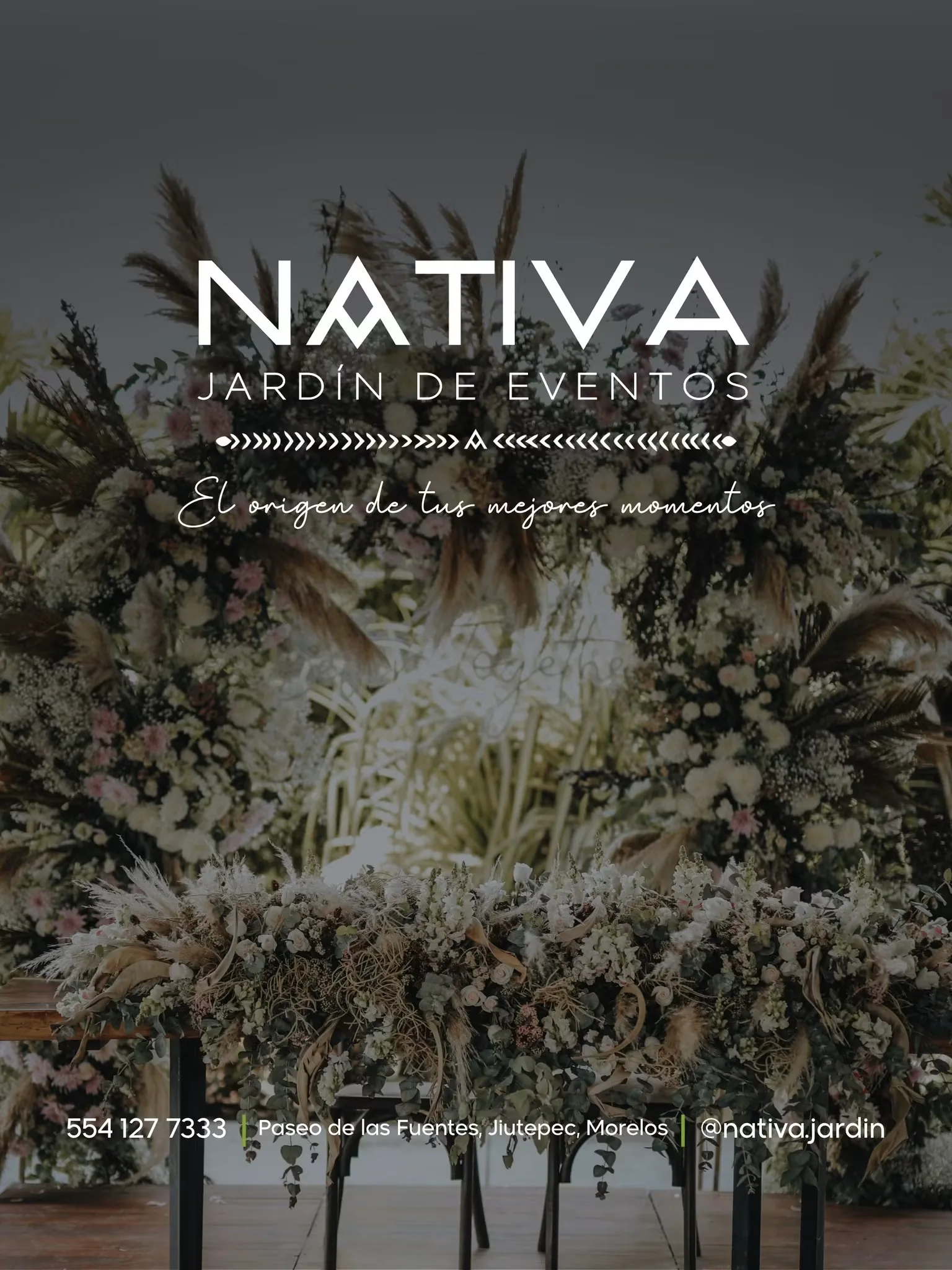 Montaje floral elegante en Nativa Jardín de Eventos