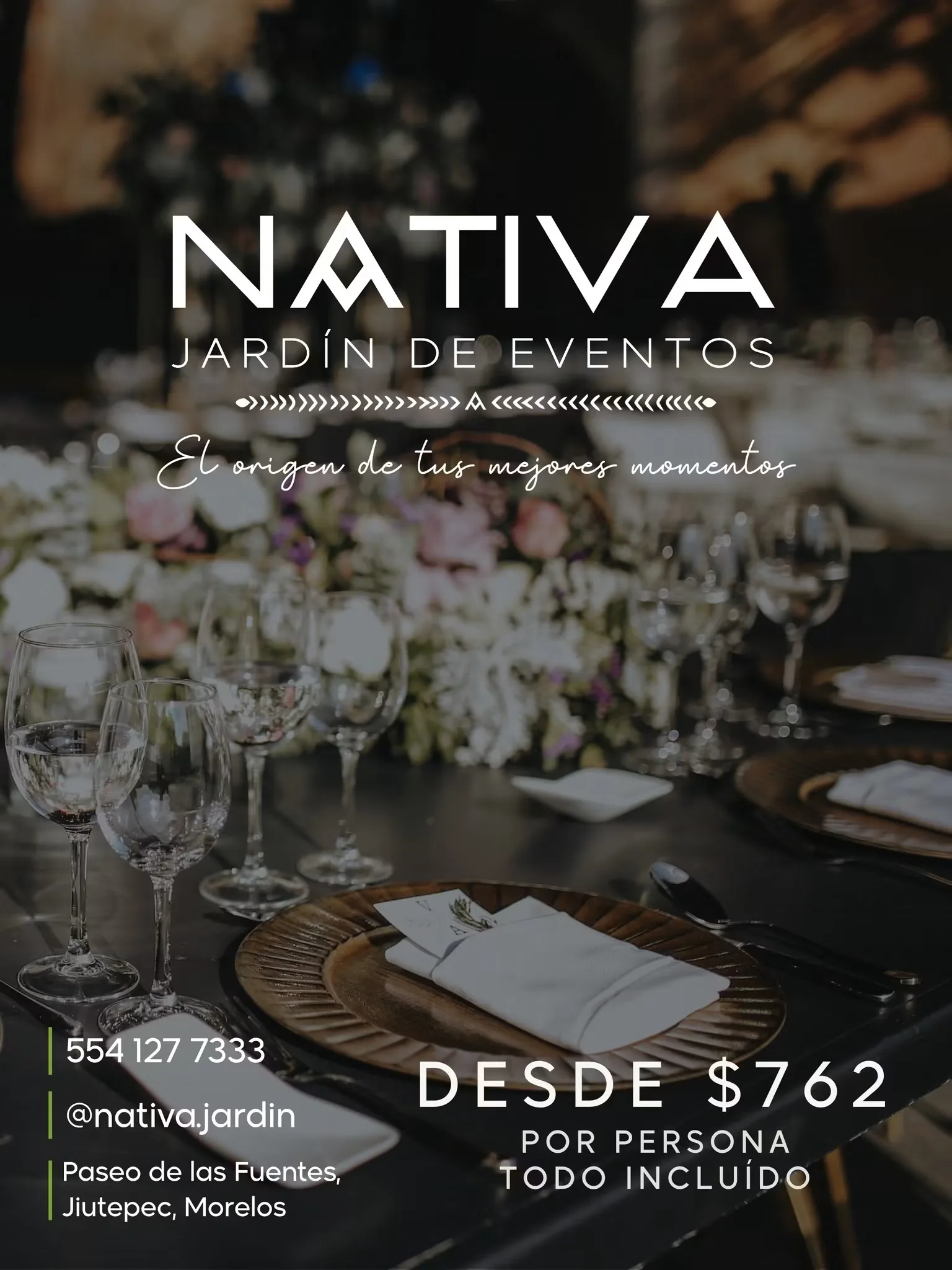 Mesa montada para evento elegante